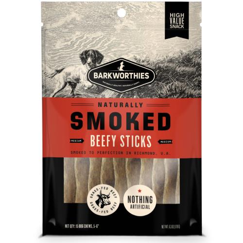 Barkworthies Dog Treat Smoked Beefy Sticks 6" 15pk