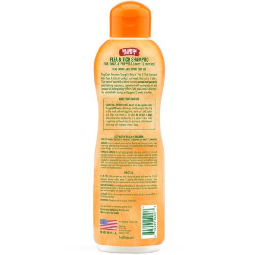 TropiClean Dog Shampoo Maximum Strength Flea & Tick 20oz