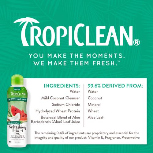 TropiClean Pet Shampoo Conditioner 2 in 1 Watermelon 20oz