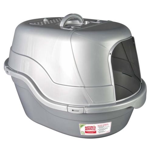 Nature's Miracle Cat Litter Box Hooded Flip Top Silver