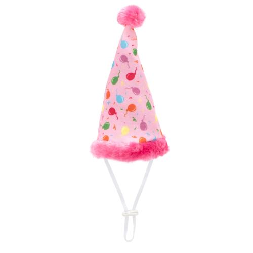 The Worthy Dog Toy Birthday Party Hat Pink Small