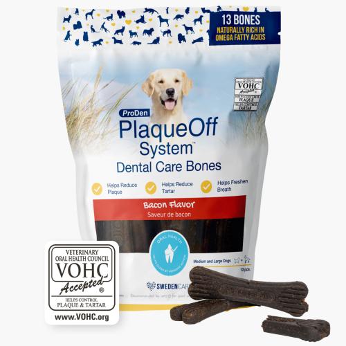 PlaqueOff Dog Treat Dental Bones Bacon 13ct