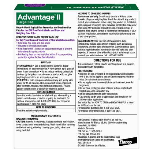 Advantage II Cat Flea & Tick Medication Over 9# 4pk