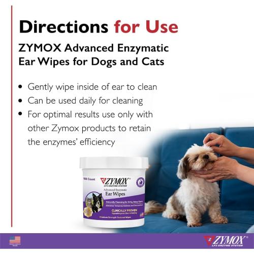 Zymox Grooming Supply Enzymatic Ear Wipes 100ct