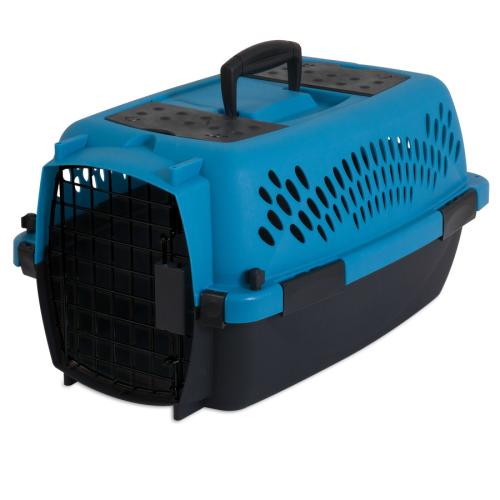 Aspen Pet Carrier Hard Sided Fashion Pet Porter Blue & Black 19"