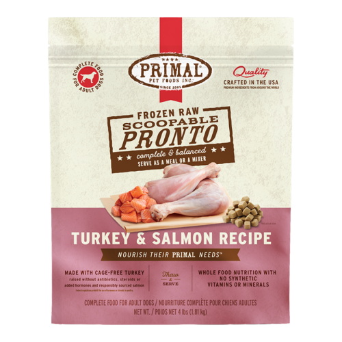 Primal Frozen Dog Raw Turkey Salmon Pronto 4#