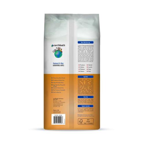 Earthbath Grooming Supply Oatmeal Aloe Vanilla Almond Wipes 100ct