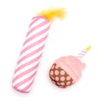 The Worthy Cat Toy Cupcake & Candle Set Pink