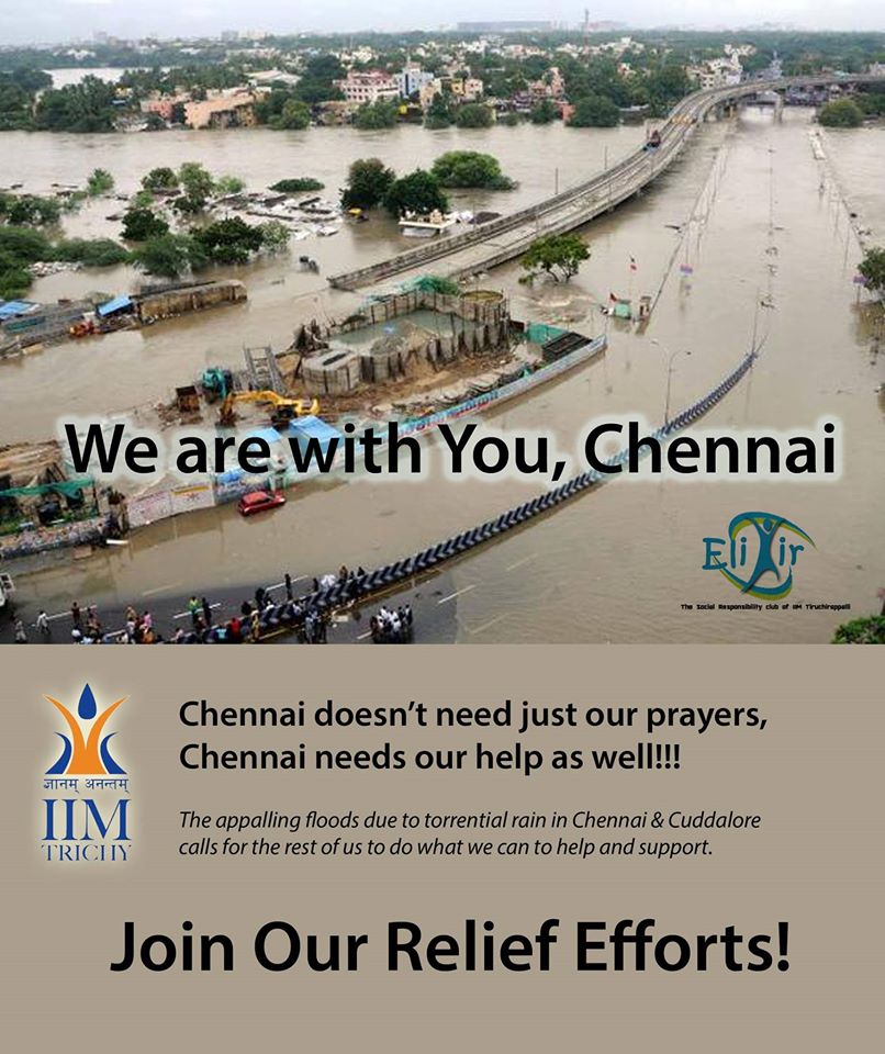 Iim Distance Learning Mba Chennai iim trichy collects aid for chennai floods insideiim Iim Distance Learning Mba Chennai iim trichy collects aid for chennai floods insideiim