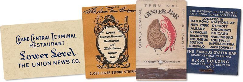 Sugar and Matchbooks from the Grand Central Terminal Oyster Bar. 1920's to 1950's. Source: I Ride the Harlem Line