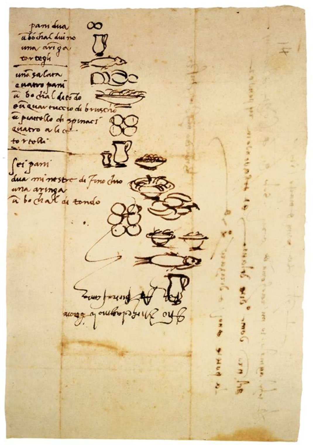 This is an illustrated grocery list that Michelangelo would create for his illiterate servants.