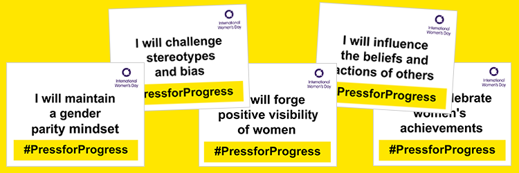 International Women's Day #PressforProgress selfie cards