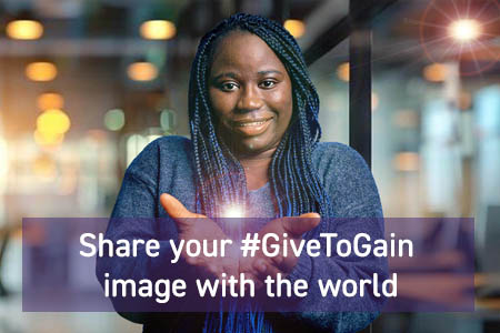 Upload your #GiveToGain image and message