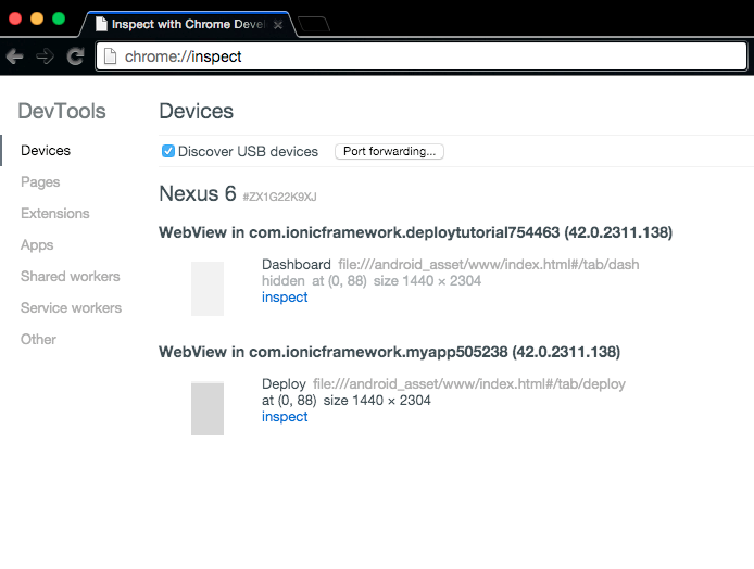 ionic android debugging