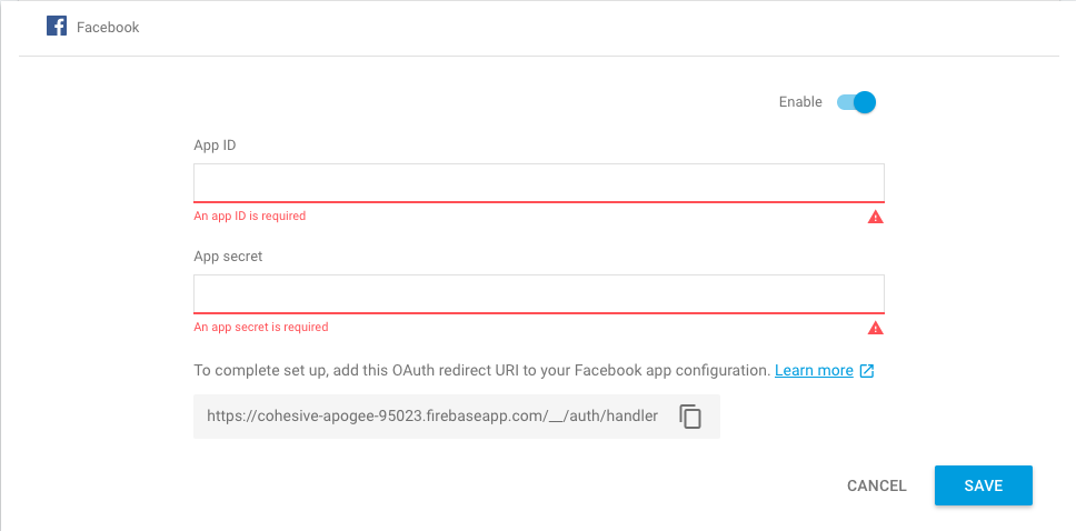 facebook firebase authentication