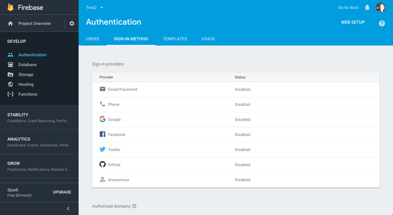 setting up firebase authentication in ionic