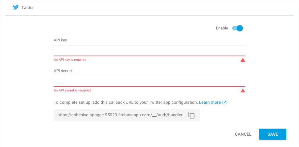 twitter firebase authentication