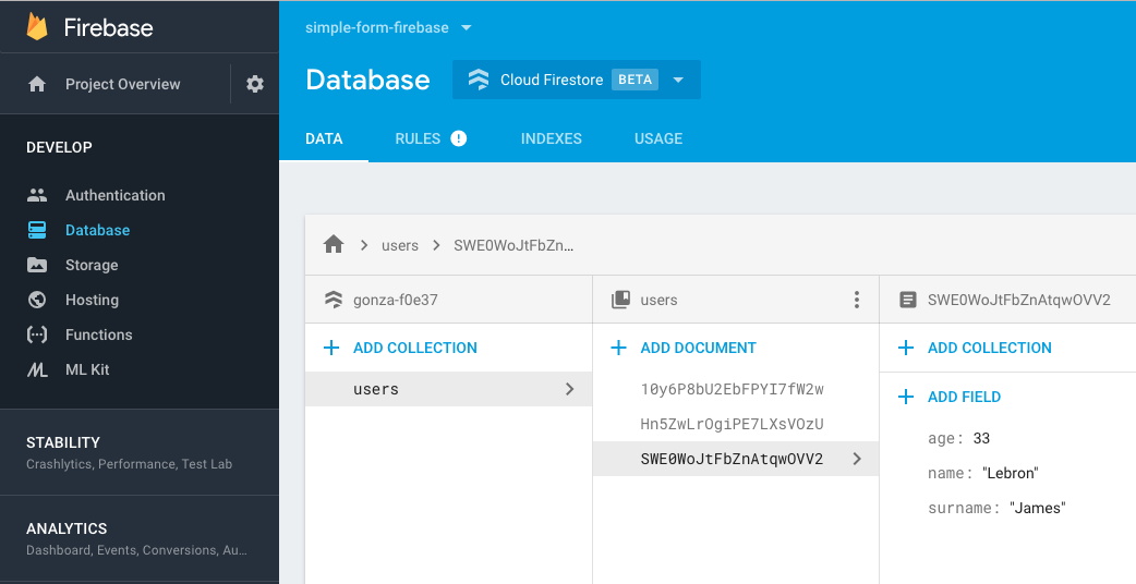 Firebase database Firebase database