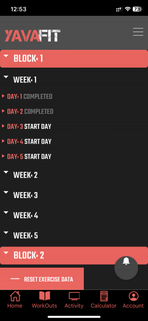 Check your workout plan on YavaFit