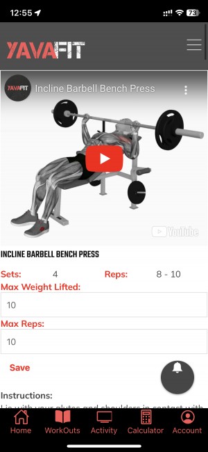 Day view of your workout on YavaFit