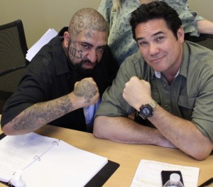 Michael Ochotorena and Dean Cain on set of 