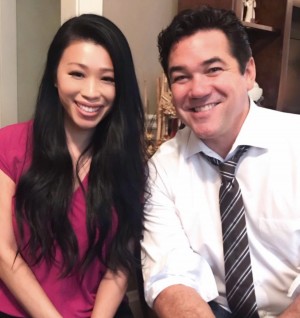 Phuong Kubacki and Dean Cain on set