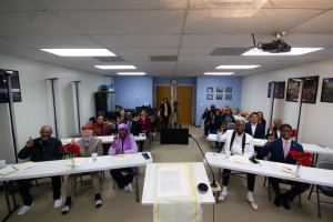 HWPL members and peace advocates hold up 