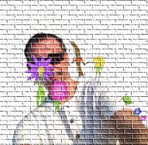 Florian Bushy with living green characters