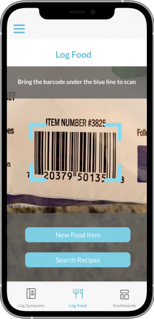 myMedDiary Food Logging Screen