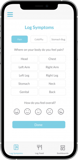 myMedDiary Symptom Logging Screen