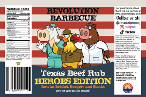 Revolution BBQ Texas Beef BBQ Rub Heroes Edition Label