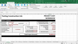 Project Cost Workbook - Summary