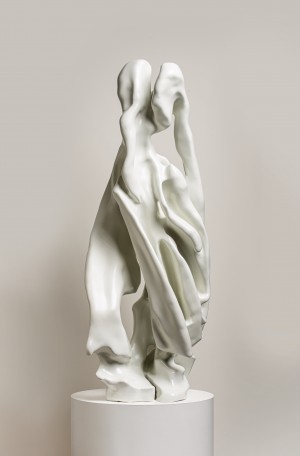 Nancy Ivers, Embrace, Resin, 30 x 15 x 10.5 in., Ed. 1/8. On view at Leonard Tourné Gallery.