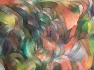 Nancy Ivers, Garden of Eden, Oil on Canvas, 34 x 50 inches. On view at Leonard Tourne Gallery.