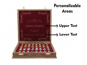 Rosewood Chess Box interior with instructions with customization