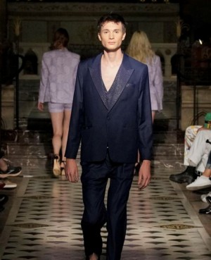 Alberto Fabbretti walking for Chona Bacaoco at Paris Fashion Week Spring / Summer 2023.