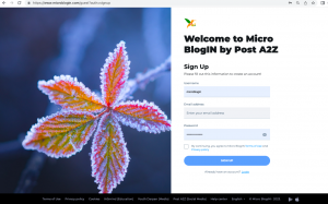 Micro BlogIN SignUP Page View