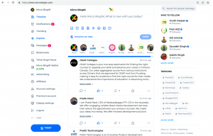 Micro BlogIN Welcome Page View