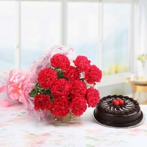 Mothers Day Flowers and Cake