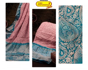 Bandhani Silk Buttis Coral Saree