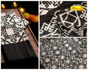 Off White Ikat Silk Saree