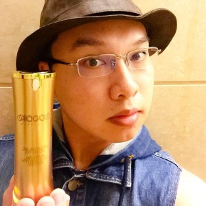 Warren H. Lau posts as model to promote skincare products