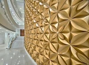 Grand Theatre arrival with cast GRG wall accented with Swarovski crystals