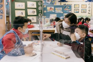 Students attending workshops & creating their artworks in our partnering school
