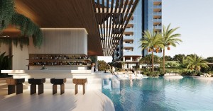 An artist impression of the pool and swim-up bar SPG Land has planned for Paradiso Place