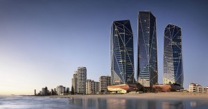 The completed $1.5 billion three-tower iconic landmark precinct Jewel on the Gold Coast.
