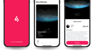 Three43 App screens showing digital art collectible sample