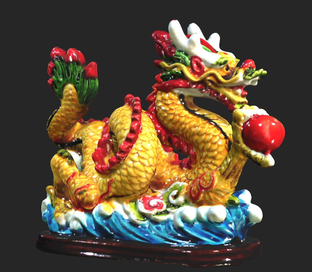Scanned dragon figure with texture applied Scanned dragon figure with texture applied