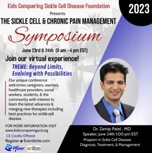 Dr Zamip Patel speaks at the 2023 Sickle Cell and Chronic Pain Symposium