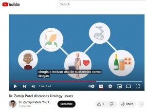 Dr. Zamip Patel, Youtube Video about male infertility issues.